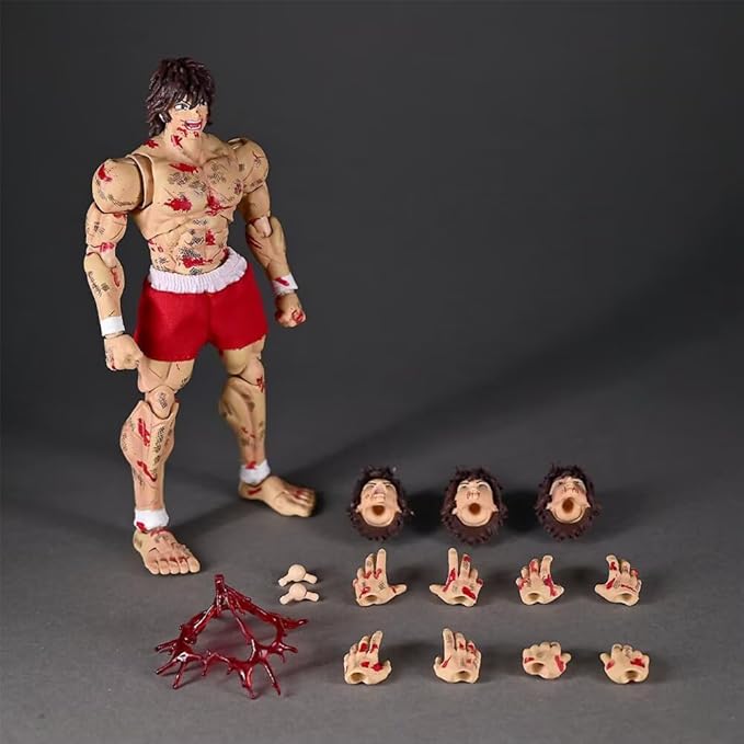 Hanma Yujiro Figure Anime Hanma Action Figure Ultra-Movable Model Statue Interchangeable Accessories Anime Figurine Collectibles