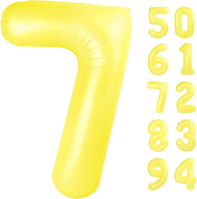 Yellow 7 Balloon, Number Balloons 40 Inch, 7th Birthday Decorations for Girls Kids, Party Decoration for Women, Number 7 Balloon