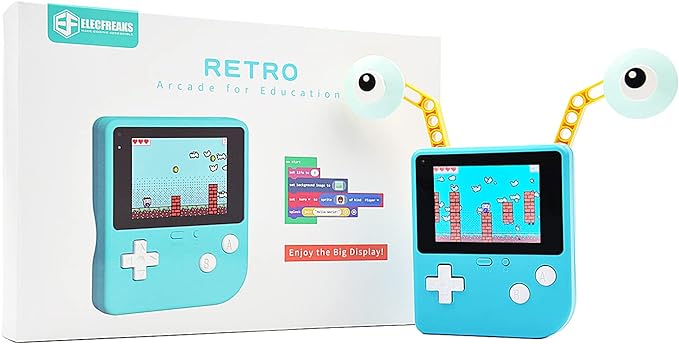 ELECFREAKS Retro Coding Arcade for Microsoft Makecode DIY Programmable Handheld Game Console Suitable for STEM Education, Game Programming Learning Machine Supports Block Programming and Python