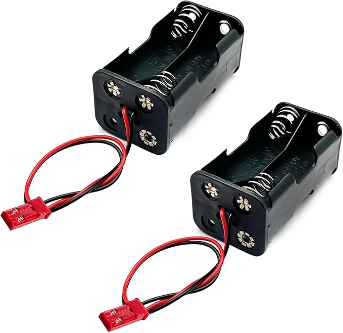 2Set On/Off Power Switch Battery Receiver & 4 Cell AA Battery Container Case Holder Pack Box with JST Plug Compatible with HSP Redcat Axial Traxxas 1/8 1/10 1/16 RC Power Car Crawler Truck