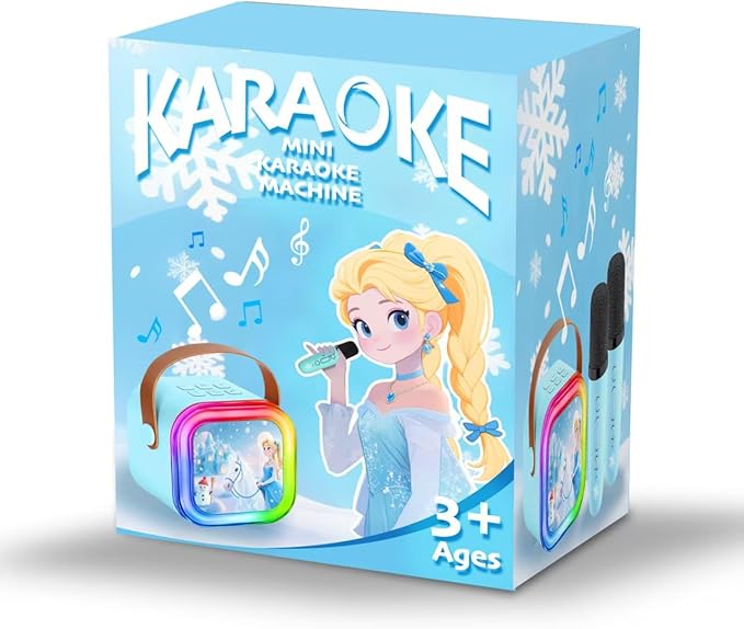 Kids Karaoke Machine for Kids Frozen Toys Gift, Mini Karaoke Machine with 2 Wireless Microphones for Girl 3 4 5 6 7 8 Year Old Girl Birthday Gifts for 4 5 6 7 8 Year Old