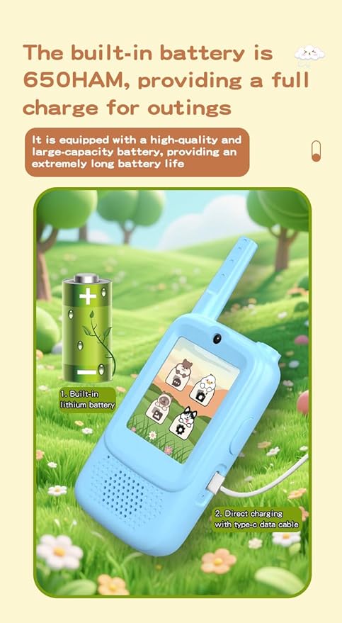 Kids Video Walkie Talkie Set, 2 Video Walkie Talkie Toys for Kids with 2.0" Screen, Voice Changer, Voice Chat,Photo Share,Emojis,300m Range, Blue and Pink, for Children 3-12 Years (Pink+Blue)