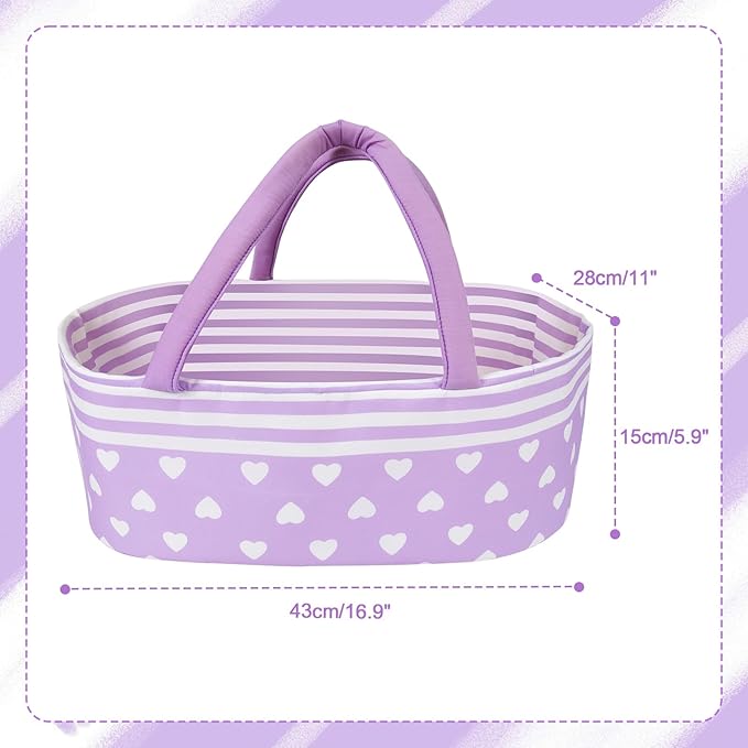 Aori Reborn Baby Dolls Bassinet Foldable Baby Doll Carrier Bed Soft Doll Carrier Doll Accessories with Handle for 17-22 inch Baby Dolls Girls (Purple)