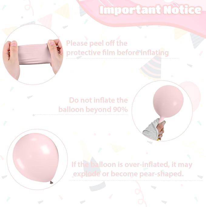 Dusty Pink Balloons, 12 Inch Pastel Baby Light Pink and White Sand Ivory Nude Beige Cream Boho Balloons for Girl Baby Shower Neutral Birthday Boho Party Decorations Wedding Bridal Engagement Backdrop