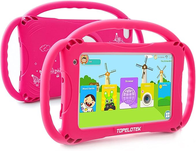 TOPELOTEK Kids Tablet 7inch Tablet for Kids 3-7 with with Case Included, 32GB Storage, Parent Control, Education App, WiFi Camera, Netflix YouTube
