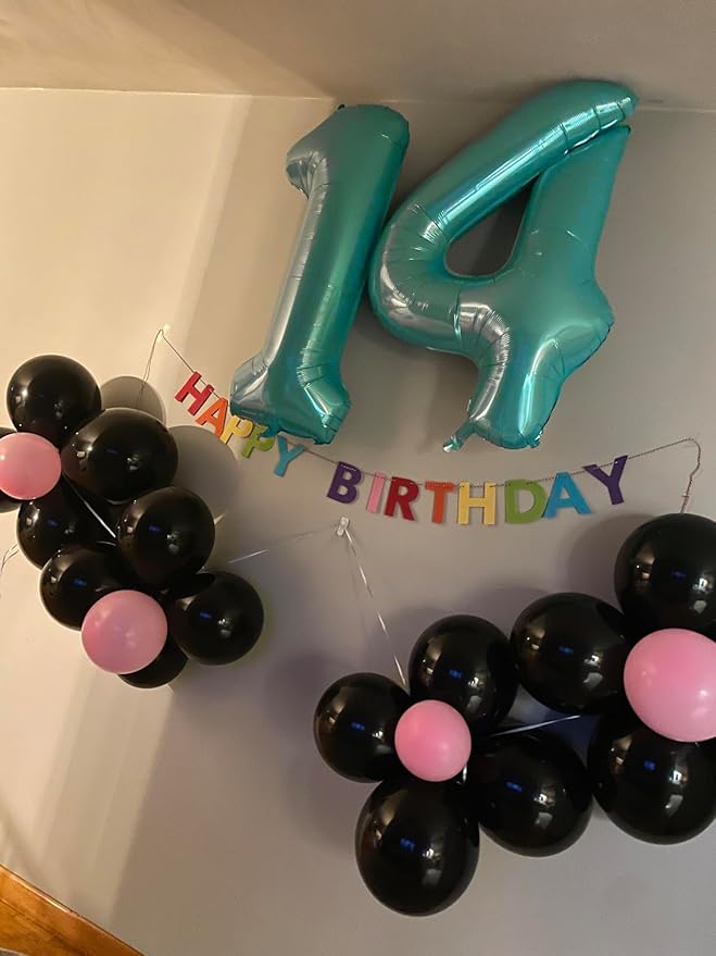 Number 0 Balloons 40 Inch Blue-green Number Balloons for 10 20 30 40 50 60 70 80 90 100 Numbers Balloon Birthday Decorations Wedding Event Baby Shower