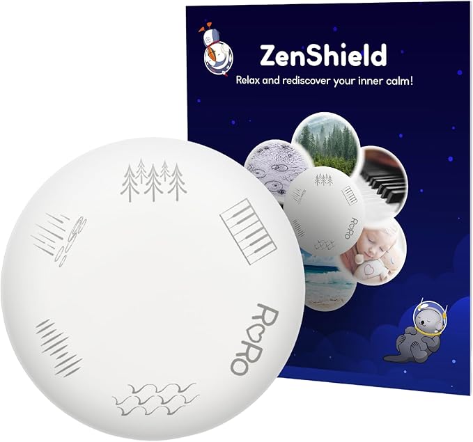 ZenShield, Screen-Free Audio Disk to Relax and De-Stress with Six Nature and Music Ambient Sounds (Looping)