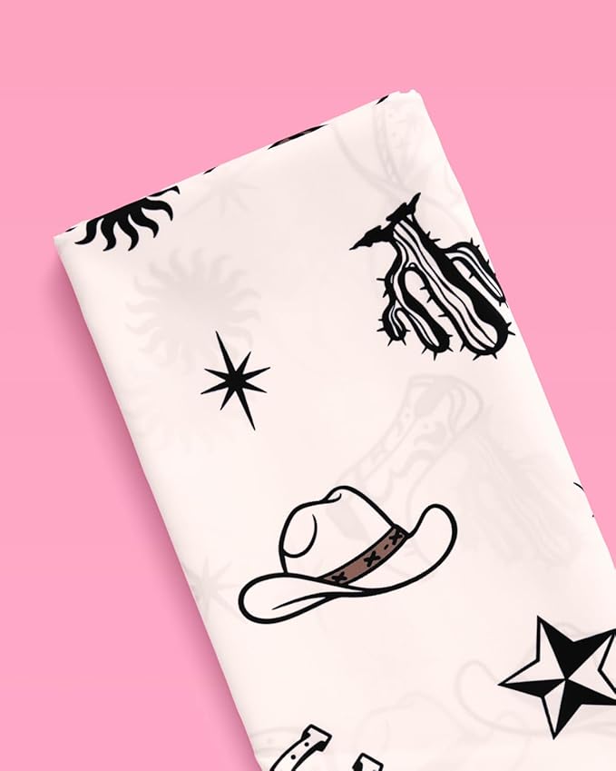 xo, Fetti Western Tablecloth | 9' x 4.5' | Rodeo Bachelorette Tablescape, Ranch Birthday Party Decoration, Cowgirl Table Decor, Cowboy Kids Party Supplies