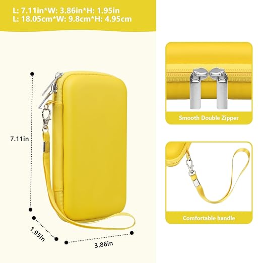 Supmay Carrying Case Compatible with WELLST·G/ for GuaiyeyeAP Handheld Game for Kids -Preloaded 220 Retro Video Games, Portable Gaming Player Storage Holder Travel Bag with Mesh Pocket, Yellow