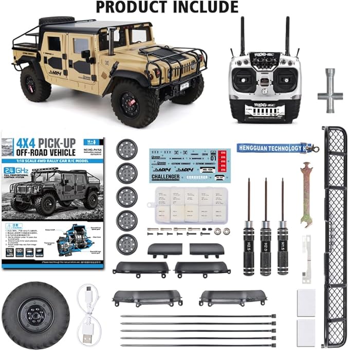 HG 4x4 P415A RC Off-Road Vehicles for 1/10 Pick-up Remote Control Cars Motor Servo ESC Hobby Grade Model(Yellow)
