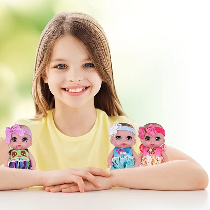 6" Cute Small Baby Doll Newborn Baby All Vinyl Reborn Baby Dolls for Girls Swivel Mini Dolls 16 cm Crying Baby DIY Toys for Ages 3+(Purple)