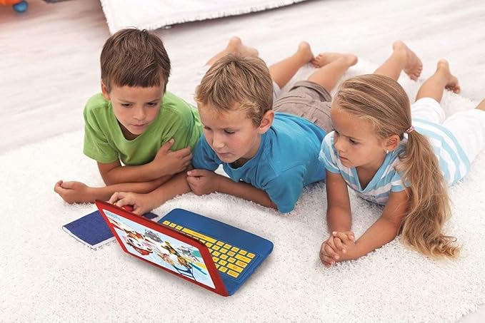 LEXiBOOK Paw Patrol - Educational and Bilingual Laptop Spanish/English - Toy for Child Kid (Boys & Girls) 124 Activities, Learn Play Games and Music with Chase Marshall - Red/Blue JC598PAi2