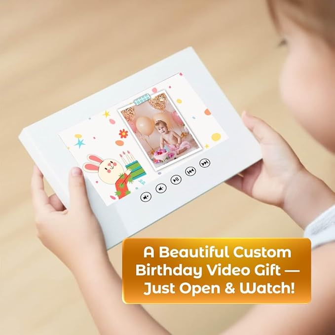 Personalized Video Greeting Card for Babies – Custom Photo Slideshow – Sweet Birthday Keepsake for Kids – 7” LCD Screen, 8GB Storage, Rechargeable Battery, Instant Play Design