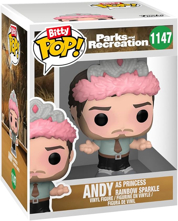 Funko Bitty POP! Parks & Recreation - 4 Pack - Bitty POP! Andy As Princess Rainbow Sparkle, Bitty POP! Duke Silver, Bitty POP! April Ludgate, and a Mystery Bitty POP! Figure - 0.9 Inch (2.2 Cm)