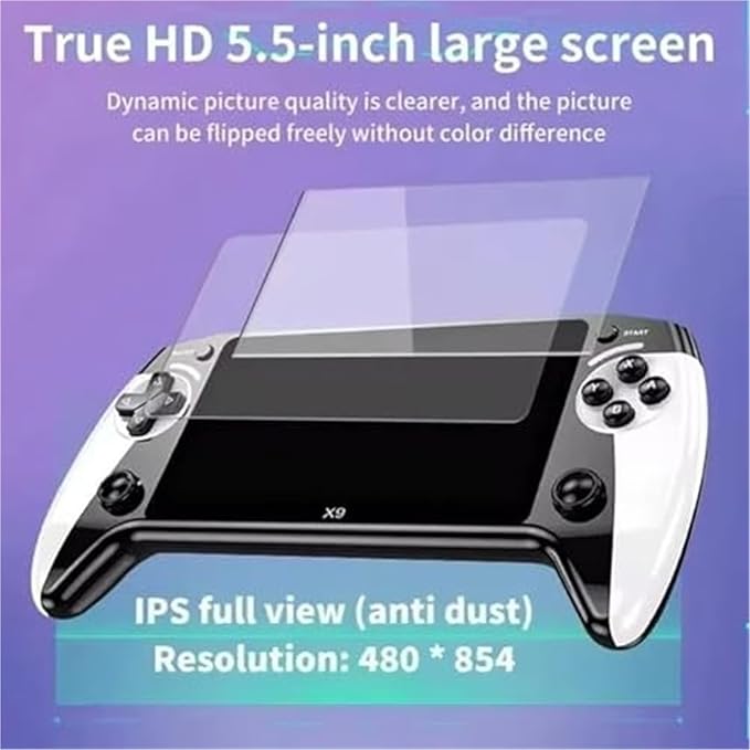 Portable Retro Game Console X9 Handheld Game Console, 5.5 Inch HD IPS Screen, 20000+ Built-in Games, 10+ Emulators, Supports TV Output & Gamepad, 5-Hour Battery Life(2 PCS)