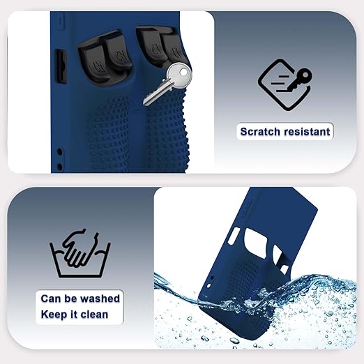FIOPAZ for R36MAX Silicone Protective Case, Soft Skin for R36 MAX Retro Handheld Game Console Accessories, Anti-Scratch Washable Only for R 36 MAX Sleeve with Lanyard (Blue)