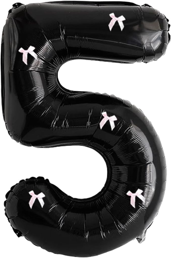 PLAP Birthday Number Balloon Bow Black Party Supplies 32 "Birthday Number Decoration (Number 5)
