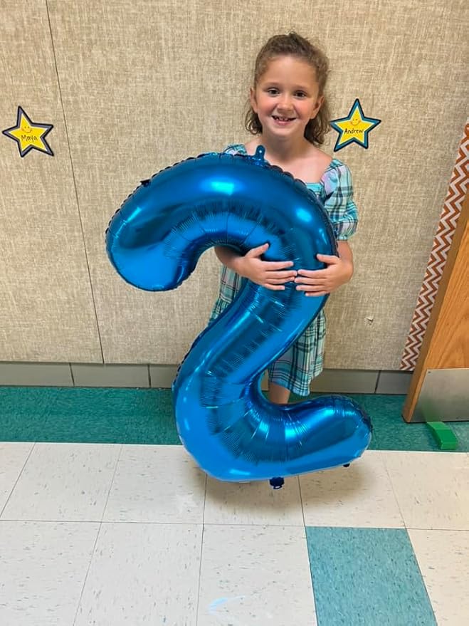 40 Inch Metallic Blue Number 7 Balloon, Giant 7 Number Balloons for 7th Birthday Decorations, Party Supplies for Baby Boy Girl, Metallic Blue Party Decor