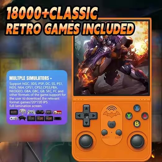 Donop R36 PROMAX Handheld Game Console, 4.0 Inch IPS Screen, Linux System, 64GB TF Card, Portable Retro Gaming Device with 4000mAh Battery