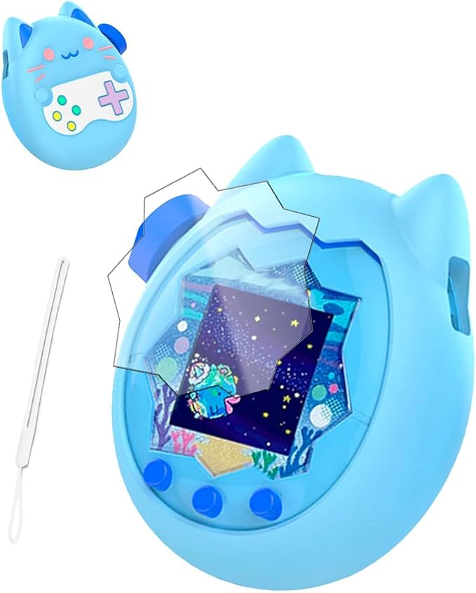 Silicone Cover for Tamagotchi Paradise,Silicone Cover Case for Tamagotchi Paradise Interactive Virtual Pet with Lanyard Screen Protector Button Film for Girl boy