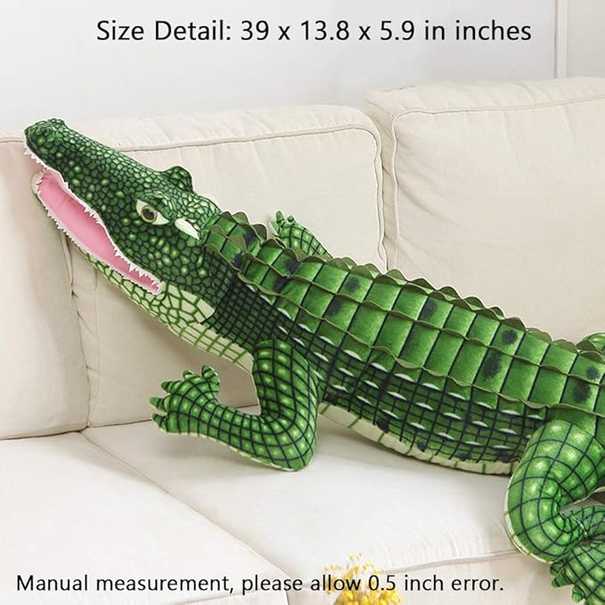 MMTTAO Alligator Plush Toy Realistic Crocodile Stuffed Animal 39 Inch Jumbo Animal Stuffed Soft Plushies Cute Dolls Collection Huggable Pillow Cushion Birthday Gift for Kids Children Boys Girls, 39''