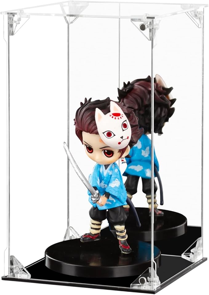 Acrylic Display Case Clear Action Figure Display Case with Mirrored Back, Dustproof Protection Display Box Alternative Glass Case for Collectibles Figures Models Doll Toys (6x6x10 inch; 15x15x25 cm)