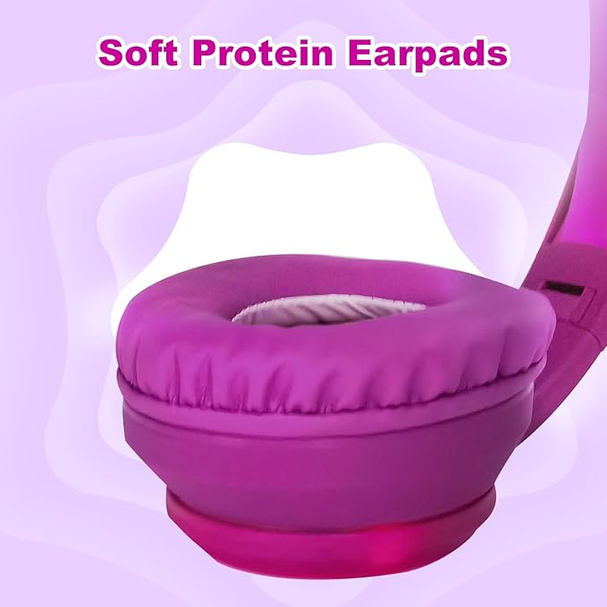 Unicorn Kids Headphones, Unicorn Bluetooth Headphones Foldable for Girls Boys Toddlers Tablet School Travel,Light Up Kids Wireless Headphone Birthday Gifts (Voilet)