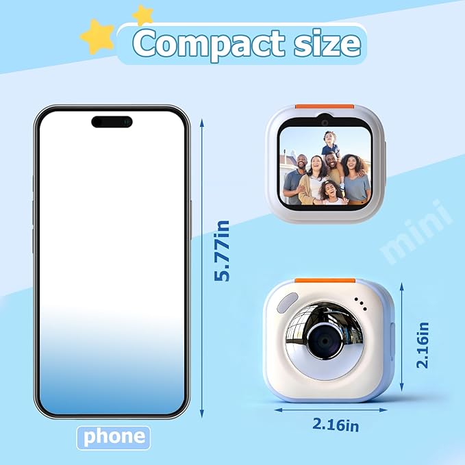 Upgrade Kids Selfie Camera, Christmas Birthday Gifts for Boys Age 3-9, HD Digital Video Cameras for Toddler, Portable Toy for 3 4 5 6 7 8 Year Old Boy Blue