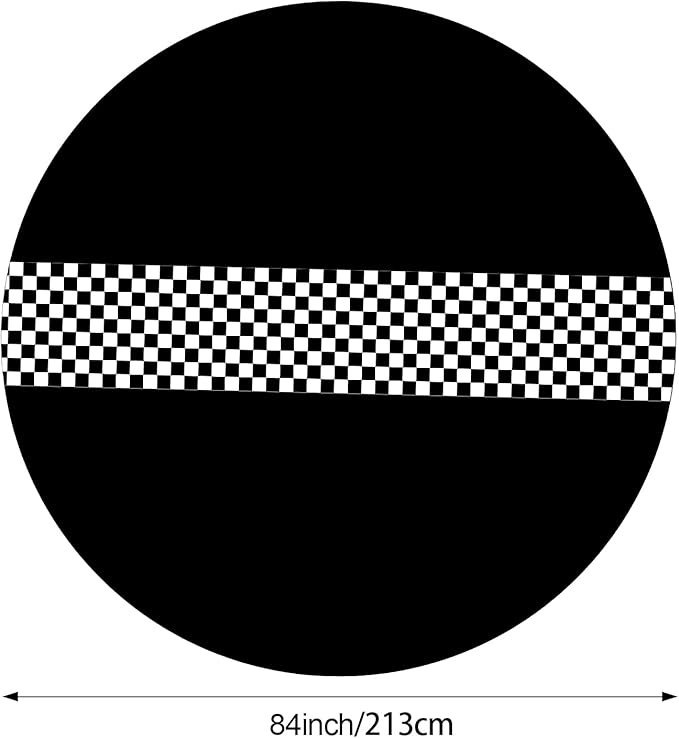 Oudain 6 Pcs Cars Birthday Party Supplies Racing Party Decorations Round Racing Tablecloth Checkered Flag Table Covers Road Plastic Table Cloth, 1950s Disco Dancing Party Tablecloth (Black)