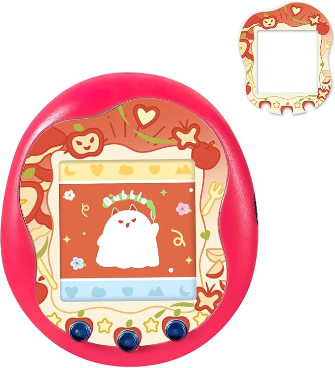 Holographic Laser Faceplate Sticker for Tamagotchi Uni, Self-Adhesive DIY Face Plate Decal, Shimmering Protective Skin for Virtual Pet - (for uni-Apple RED)