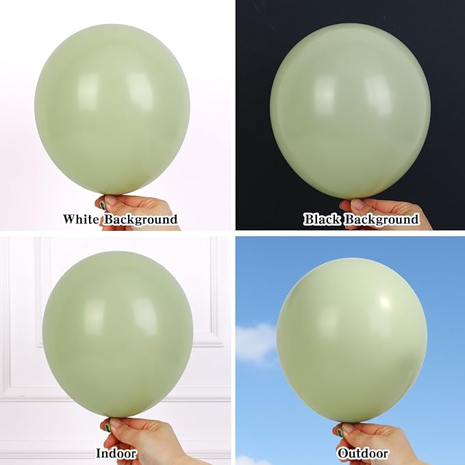 RUBFAC Dusty Green Balloons 129pcs Different Sizes Pack of 18 12 10 5 Inch, Latex Boho Sage Green Balloon Garland Arch Kit for Wedding Dinosaur Jungle Safari Birthday Party Decorations