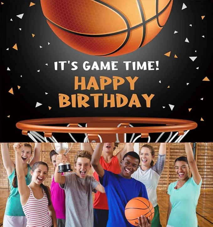 Basketball Happy Birthday Backdrop Decorations Basketball Happy Birthday Banner Photo Background for Home Indoor Outdoor Party Decorations Supplies 70.8 x 47.2 Inch