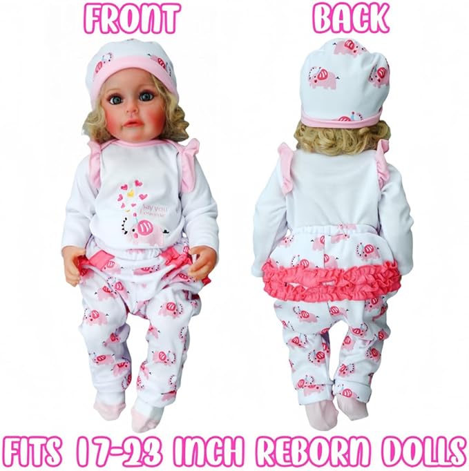 MAIHAO Reborn Baby Doll Clothes for 17-24 Inch Newborn Baby Doll, Baby Dolls Clothes Outfit Accessories fit 17-24 Inch Baby Doll Cute Little Elephant Set