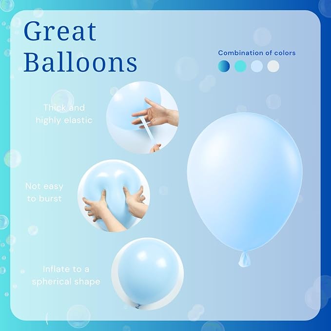 Ocean Balloons, 60pcs 12 Inch Turquoise Balloon Transparent Balloons Metallic Blue Teal Blue Balloon for Under the Sea Party Baby Shower Wedding Shark Party Decorations