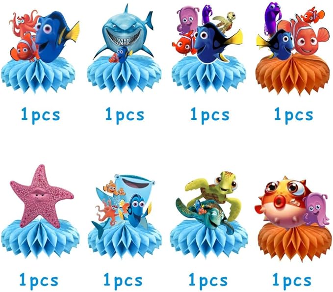 8Pcs Finding Nemo Table Centerpieces Birthday Party Supplies Double Side Table Decorations for Kids Party Decorations