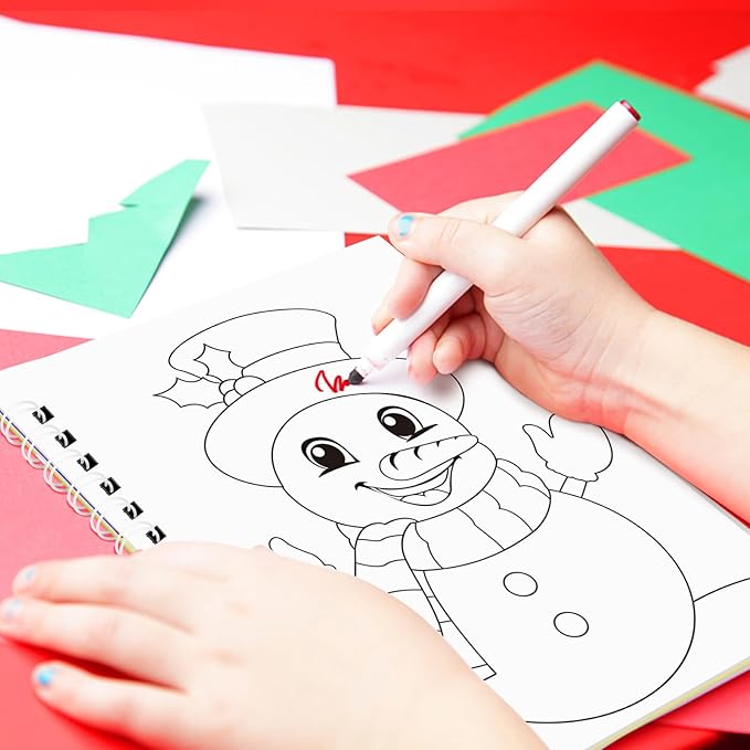 Omgouue Christmas Sticker Coloring Books 3-Pack,Christmas Toys Activity Pad for Kids Toddlers Ages 2-8(30 Scenes)