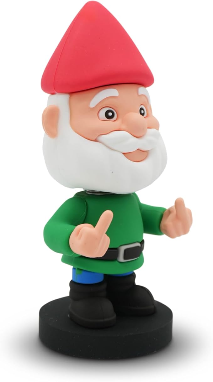 Mini Bobblehead – Middle Finger Gnome, Funny Desk Toy, Collectible Joke Gift