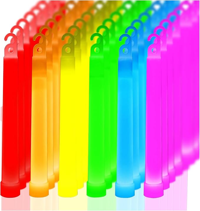 novelinks 100 Pcs 6'' Premium Glow Sticks Bulk - Ultra Bright Large Glow Necklaces Light up Glow in The Dark, Emergency Glow Sticks, Long-lasting Lighting Waterproof
