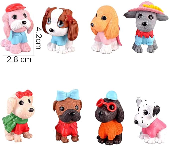 Morofme 8pcs Dog Cake Topper Puppy Cake Decorations Puppy Cupcake Topper Mini Doggie Figurines Toy Doggie Decor Pet Theme Cupcake for Kids Birthday Baby Shower Animal Theme Party Supplies