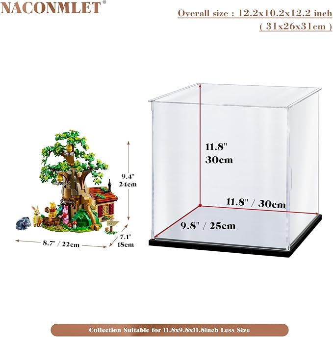 Clear Acrylic Display Case for Lego Disney Winnie The Pooh 21326,Display Box Dustproof Showcase Organizer for Protect Action Figures or Collections(11.8*9.8*11.8inch)