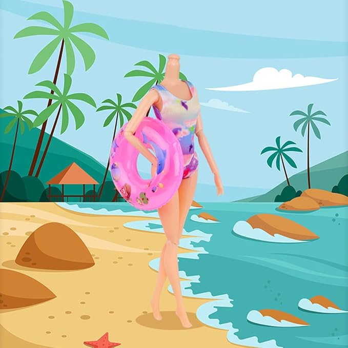 Ecore Fun 35 PCS Doll Clothes Swimwear Beach Bathing Kit Including 10 Bikini Swimsuit 2 Swimming Ring 4 Fashion Glasses 10 Pairs Shoes 1 Surf Skateboard 8 Doll Accessories for 11.5 Inch Doll