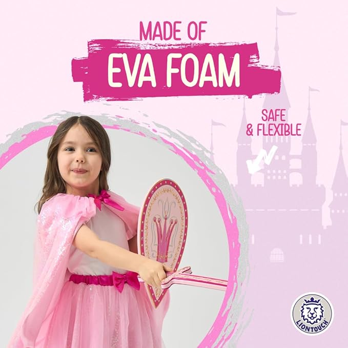 Liontouch - Queen Rosa Toy Set for Girls - 3-6 Years | Pink Foam Sword & Shield for Pretend Play for Toddlers in Glittering Medieval Style | Safe & Durable Accessories for Royal Dress Up & Costumes
