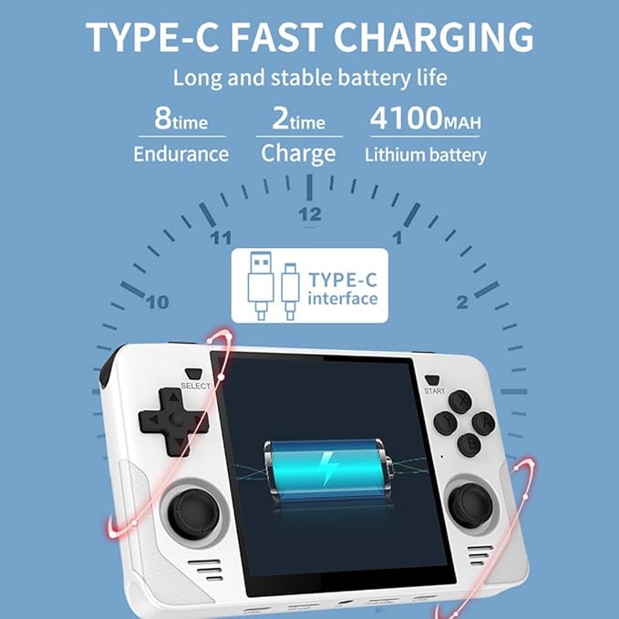 RGB30 Handheld Retro Game Console, 16+64G with 10,000 Games, JELOS System & RK3566 CPU, 4-inch IPS Acrade Portable Video Game Console for Kids Adults,WiFi&Bluetooth (White)
