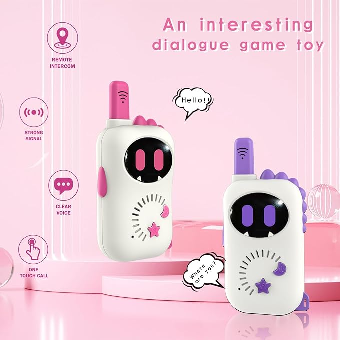 Set of 2 Robot-Themed walkie-talkies for Children, Cartoon mini Design walkie-talkies, Suitable Toys for Boys and Girls for Outdoor Adventures, Camping and Hiking, Christmas or Birthday Gift
