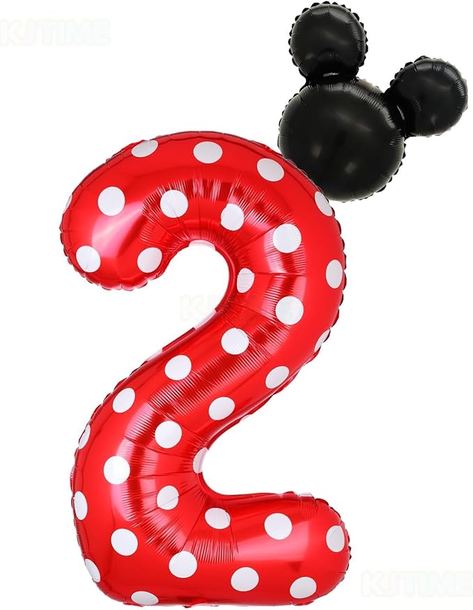 40 Inch Number 2 Foil Balloon Red Polka Dot for 2nd Birthday Kids Balloons Party Supplies Decorations