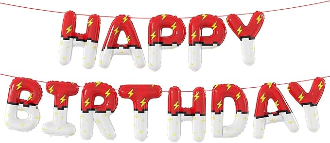 Red White Cartoon Theme Foil Balloons Cartoon Balloons Birthday Party Balloons Decorations Supplies for Kids' Birthday Anniversary Party (Happy Birthday)