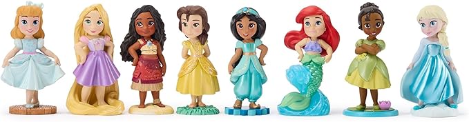 Disney Store Official Once Upon a Story Figure Set – 8 Fully Sculpted Disney Figures Including Cinderella, Ariel, Belle, Jasmine, Tiana & More in Double-Tiered Box with Scenic Backgrounds