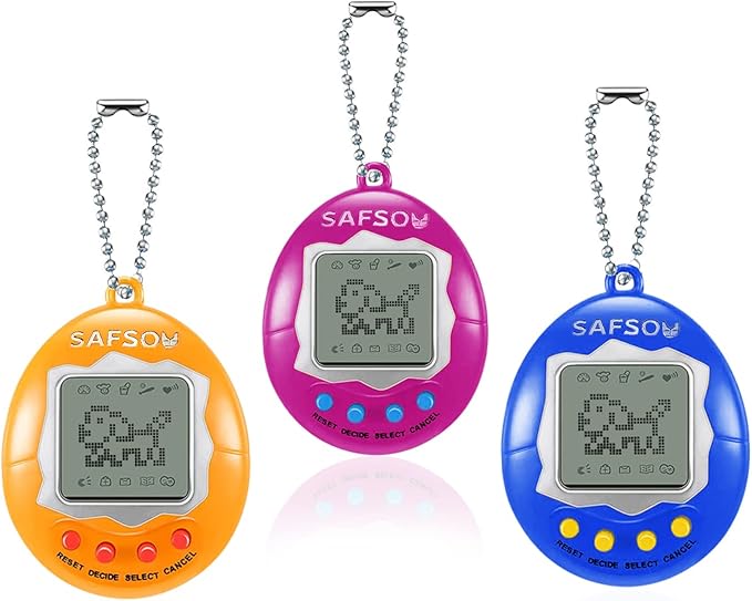 3 Pieces of Virtual Electronic Digital pet Keychain Keychain Electronic pet Nostalgic Virtual Digital pet Retro Handheld pet Machine (3 Pieces, Rose red Yellow Blue)