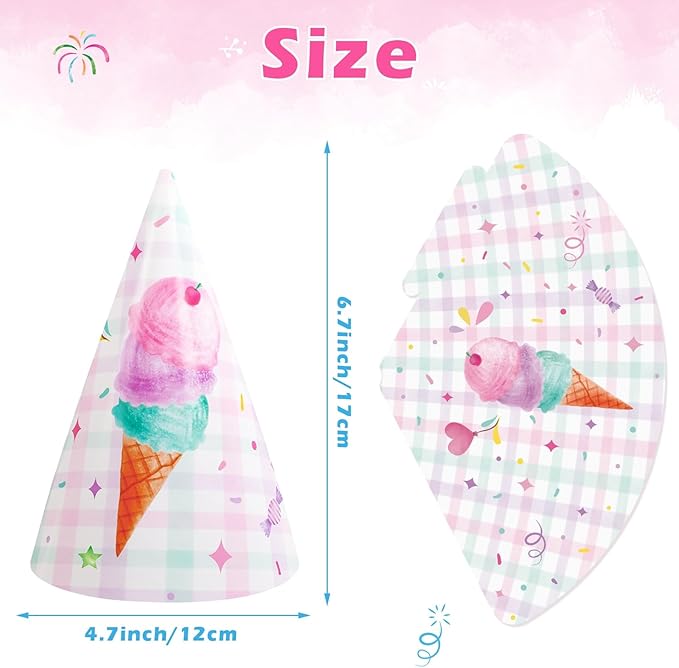 WERNNSAI Birthday Party Hats - 12 Pcs Birthday Party Supplies Cone Hat Headbands Colorful Paper Party Hats for Kids