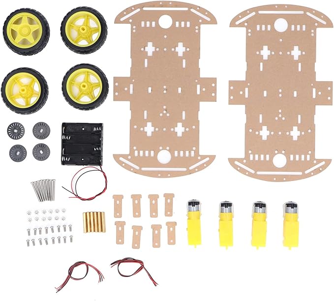 Smart Car Chassis Driving Wheel Motor Screw Nut Set Kit Flexible Turning Strong Power Double Layered Structure DIY Replacement Applicable to Remote Control Cars